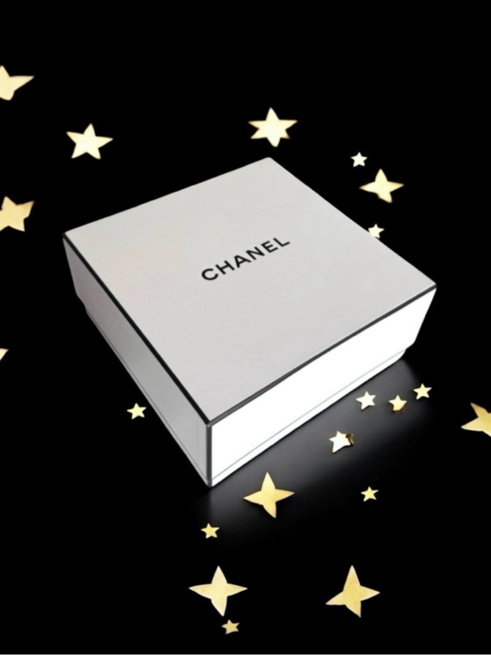 💞CHANEL Square Gift Box • WHITE with BLACK 'CHANEL' Logo • 8.5 x 8.5 x 4 In